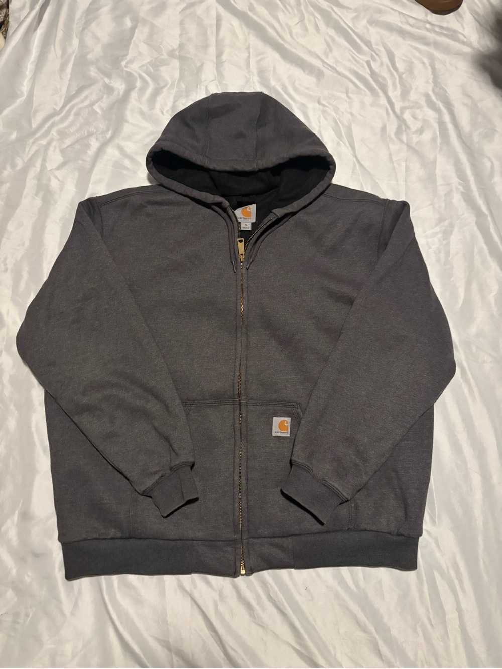Carhartt Dark Gray Full-Zip Hooded Work Jacket